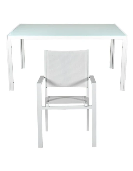 Camacho - Set da Pranzo per Esterni - Alluminio Bianco / Vetro
