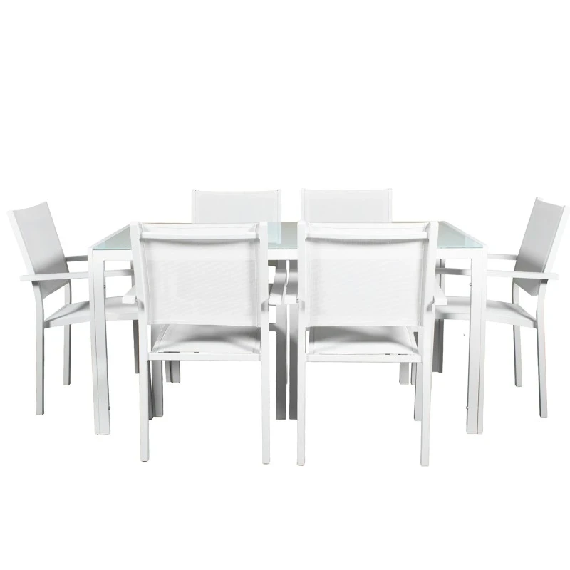 Camacho - Set da Pranzo per Esterni - Alluminio Bianco / Vetro