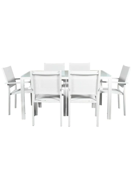 Camacho - Outdoor Dining Set - White Aluminum / Glass