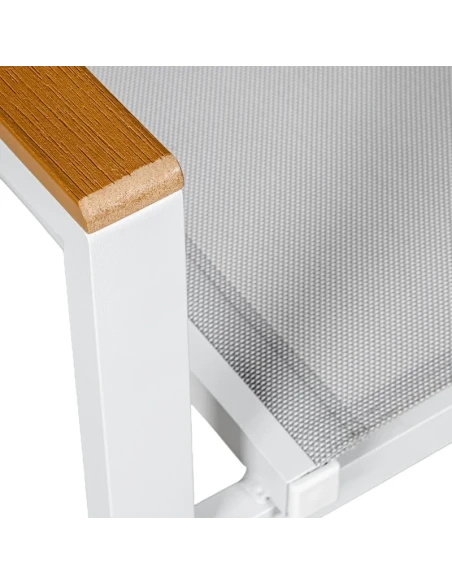 Camacho - Vargas Outdoor Chair with Wood Inserts - White Aluminum / Gray Fabric