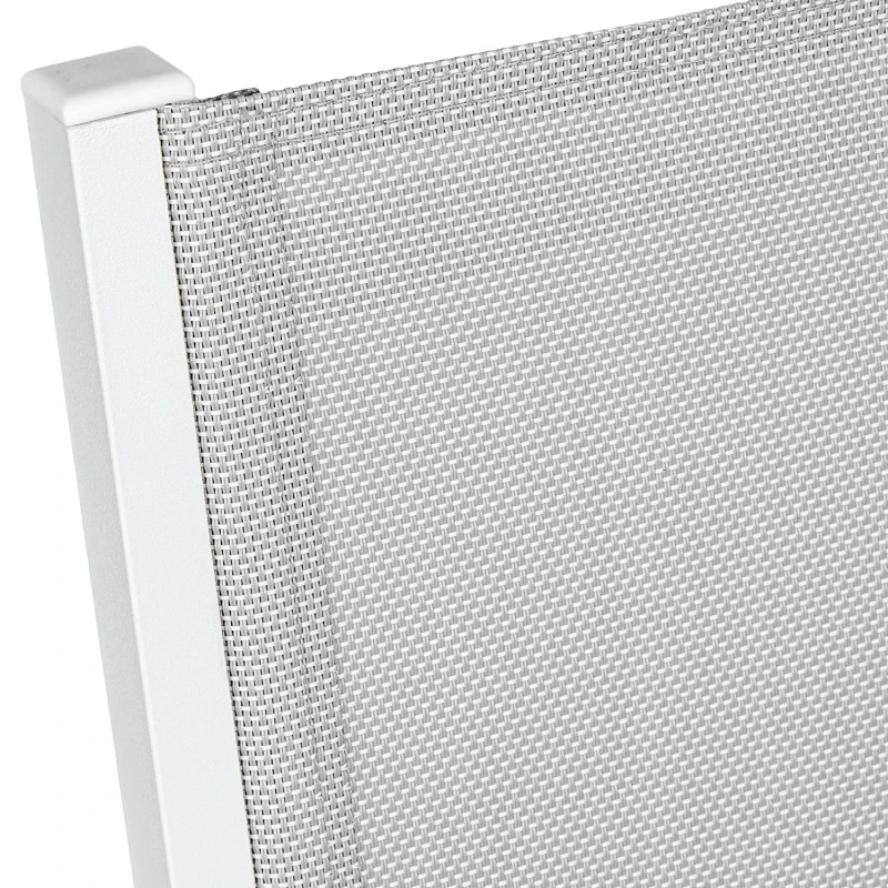 Camacho - Sedia per Esterni Vargas con Inserti in Legno  - Alluminio Bianco / Tessuto Grigio