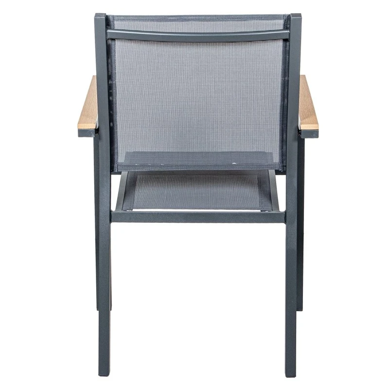 Camacho - Sedia per Esterni Vargas con Inserti in Legno - Alluminio Antracite / Tessuto Antracite