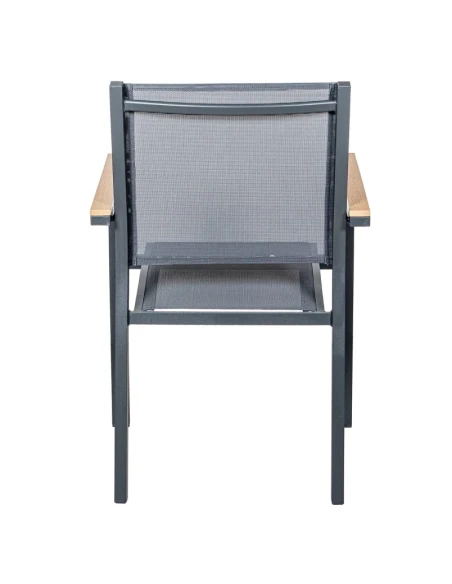 Camacho - Sedia per Esterni Vargas con Inserti in Legno - Alluminio Antracite / Tessuto Antracite