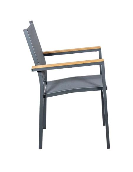 Camacho - Vargas Outdoor Chair with Wood Inserts - Anthracite Aluminum / Anthracite Fabric