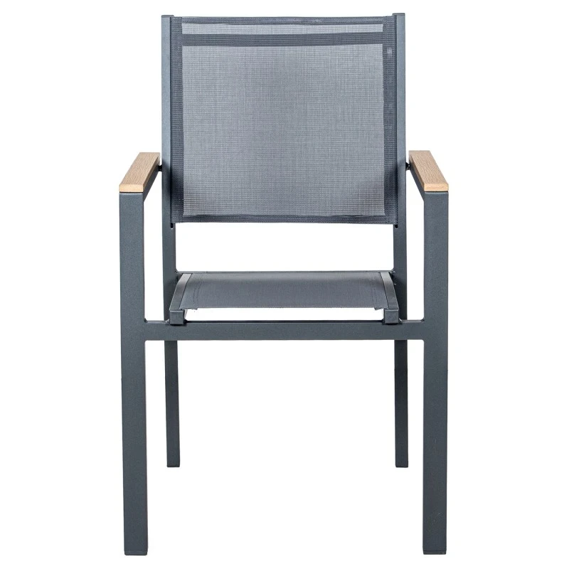 Camacho - Sedia per Esterni Vargas con Inserti in Legno - Alluminio Antracite / Tessuto Antracite