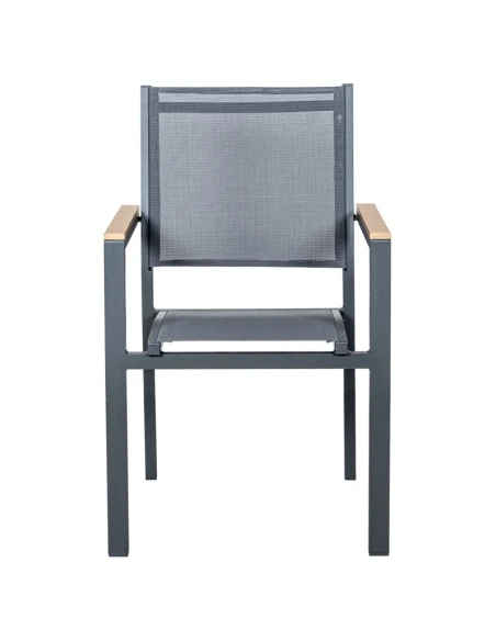 Camacho - Vargas Outdoor Chair with Wood Inserts - Anthracite Aluminum / Anthracite Fabric