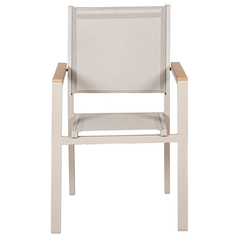 Camacho - Sedia per Esterni Vargas  con Inserti in Legno - Alluminio Crema / Tessuto Crema