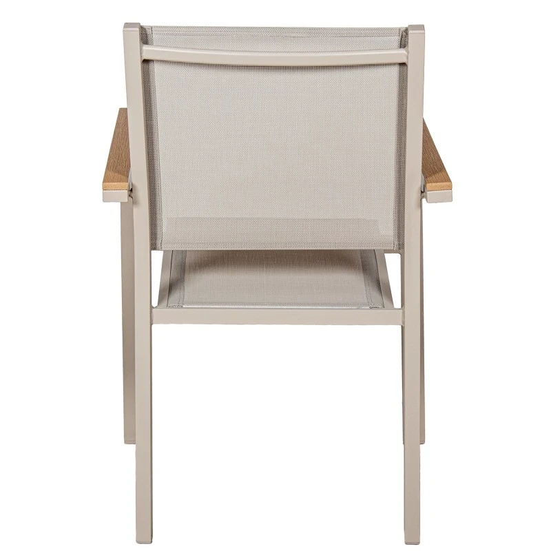 Camacho - Vargas Outdoor Chair with Wood Inserts - Cream Aluminum / Cream Fabric