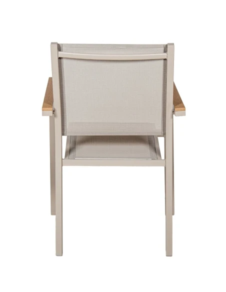 Camacho - Vargas Outdoor Chair with Wood Inserts - Cream Aluminum / Cream Fabric