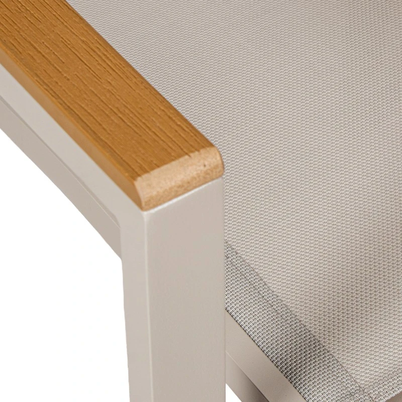 Camacho - Vargas Outdoor Chair with Wood Inserts - Cream Aluminum / Cream Fabric