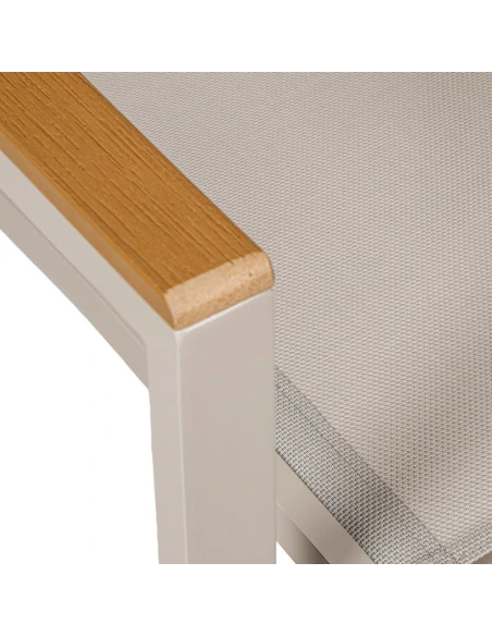 Camacho - Vargas Outdoor Chair with Wood Inserts - Cream Aluminum / Cream Fabric