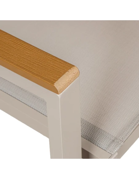 Camacho - Vargas Outdoor Chair with Wood Inserts - Cream Aluminum / Cream Fabric