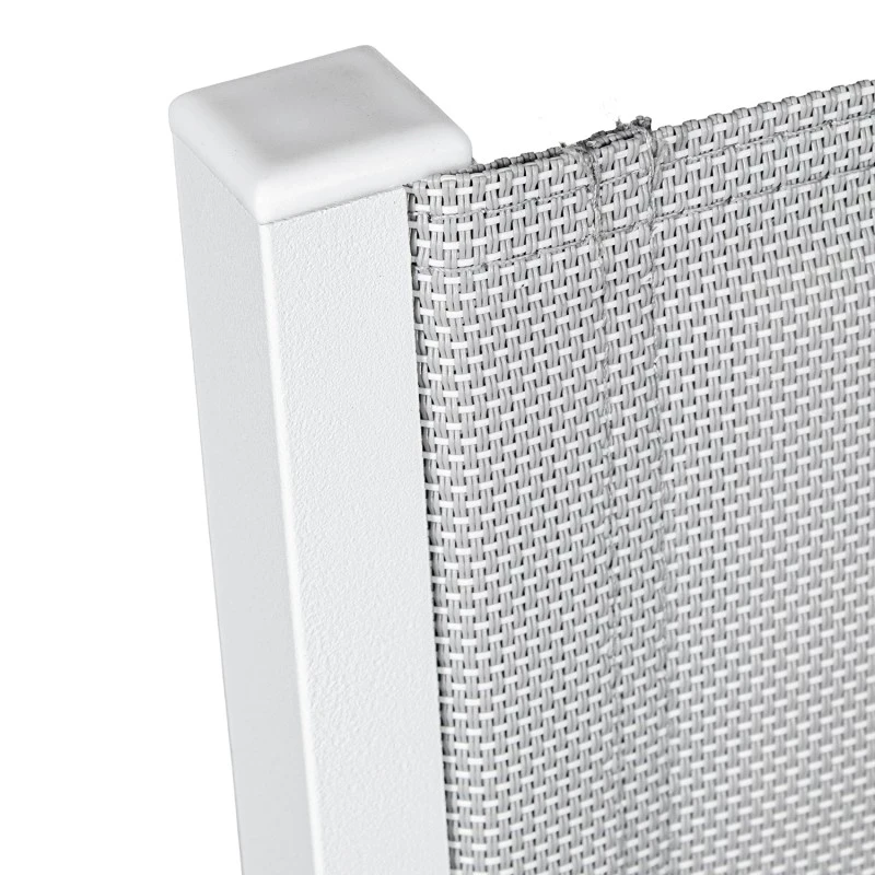 Camacho - Sedia Imbottita per Esterni Vargas  con Inserti in Legno - Alluminio Bianco / Tessuto Grigio
