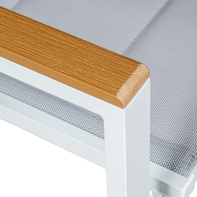 Camacho - Vargas Upholstered Outdoor Chair with Wood Inserts - White Aluminum / Gray Fabric