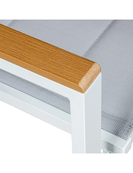 Camacho - Vargas Upholstered Outdoor Chair with Wood Inserts - White Aluminum / Gray Fabric
