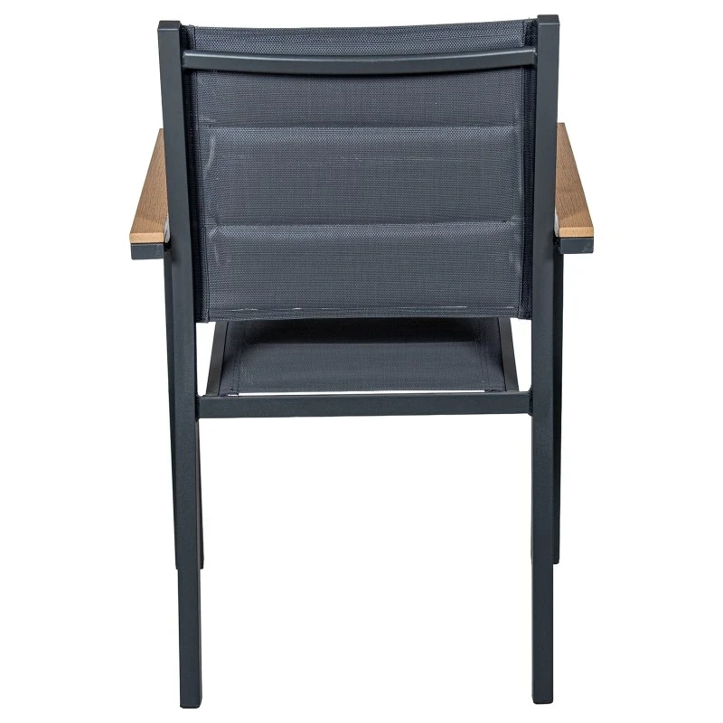 Camacho - Vargas Upholstered Outdoor Chair with Wood Inserts - Anthracite Aluminum / Anthracite Fabric