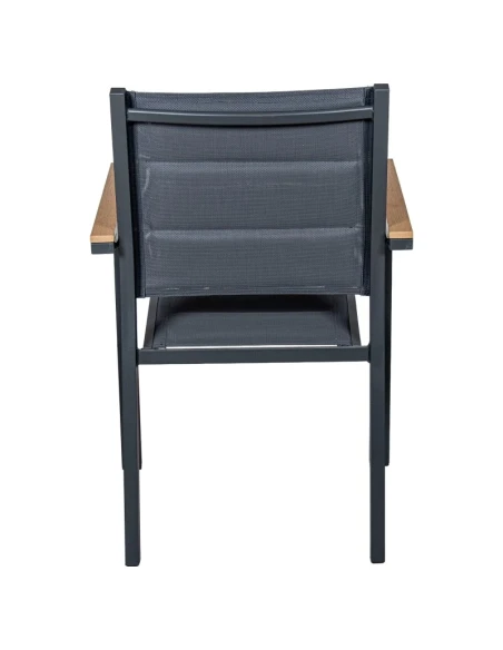 Camacho - Vargas Upholstered Outdoor Chair with Wood Inserts - Anthracite Aluminum / Anthracite Fabric