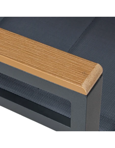 Camacho - Vargas Upholstered Outdoor Chair with Wood Inserts - Anthracite Aluminum / Anthracite Fabric
