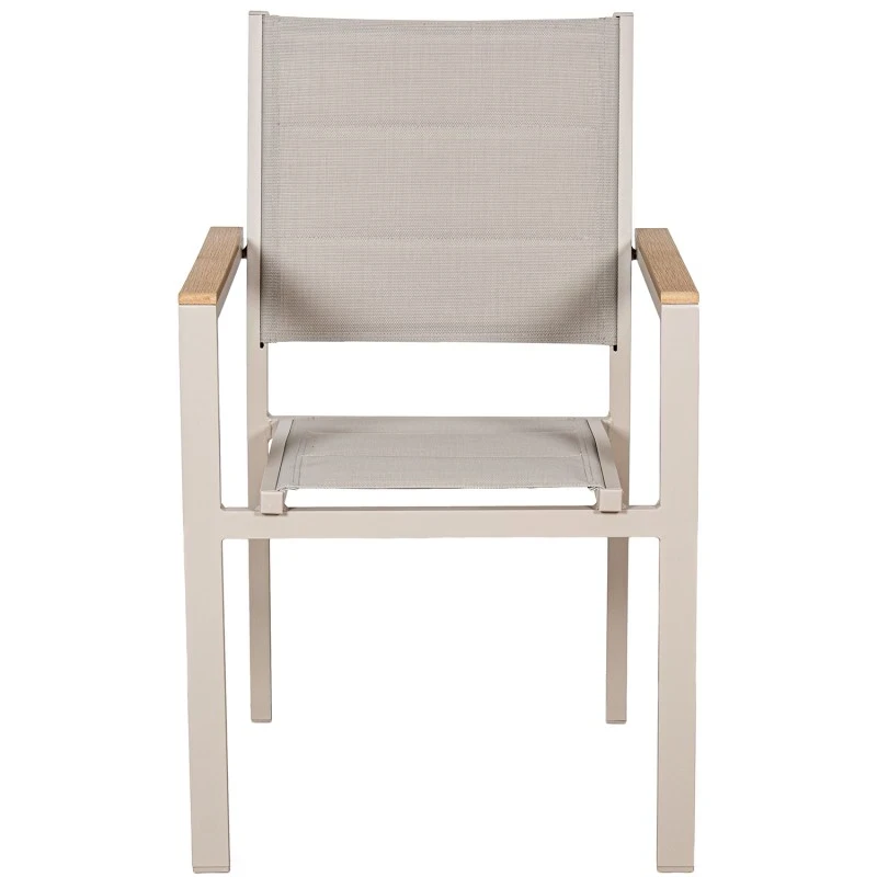 Camacho - Vargas Upholstered Outdoor Chair with Wood Inserts - Cream Aluminum / Cream Fabric