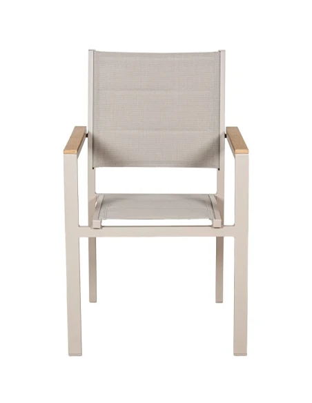 Camacho - Vargas Upholstered Outdoor Chair with Wood Inserts - Cream Aluminum / Cream Fabric