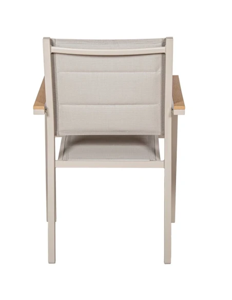 Camacho - Vargas Upholstered Outdoor Chair with Wood Inserts - Cream Aluminum / Cream Fabric