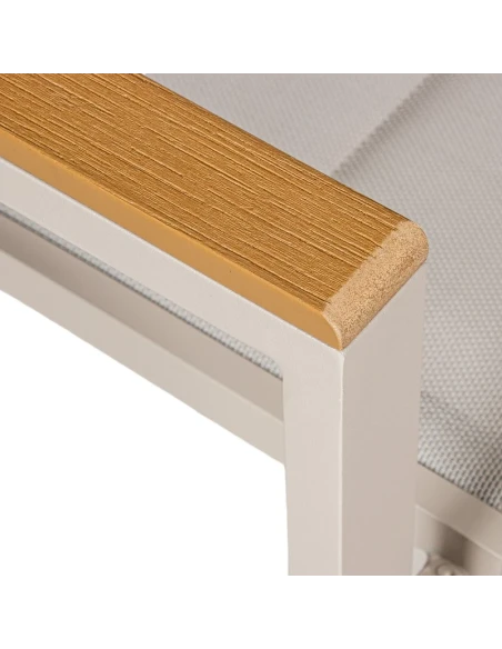 Camacho - Vargas Upholstered Outdoor Chair with Wood Inserts - Cream Aluminum / Cream Fabric