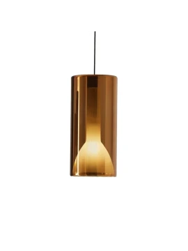 Penta - Lit Single Pendant Lamp - Mirrored Orange
