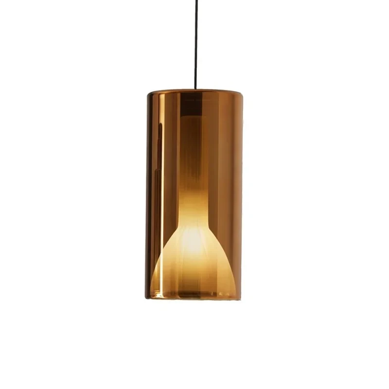Penta - Lit Single Pendant Lamp - Mirrored Orange
