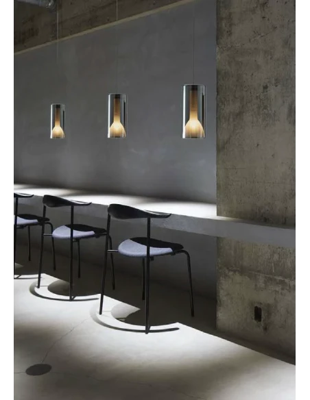 Penta - Lit Single Pendant Lamp - Mirrored Gold