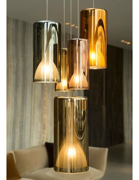 Penta - Lit Lampada a Sospensione Singola - Bronzo Specchiato