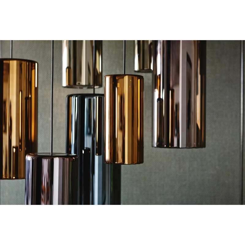 Penta - Lit Single Pendant Lamp - Mirrored Black