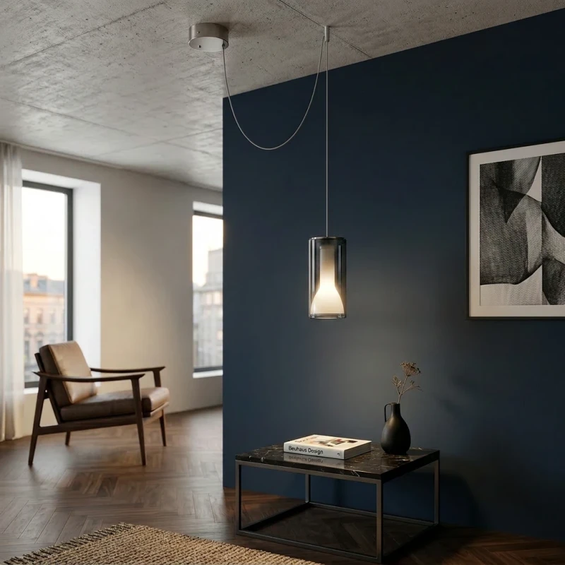 Penta - Lit Lampada a Sospensione Decentrata 2A - Blu Specchiato