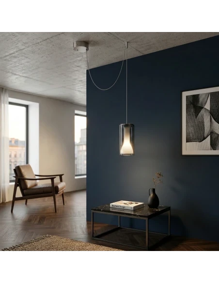 Penta - Lit Lampada a Sospensione Decentrata 2A - Blu Specchiato