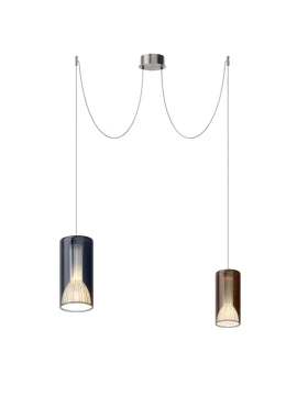 Penta - Lit Lampada a Sospensione Decentrata 2B - Arancione e Oro Specchiato