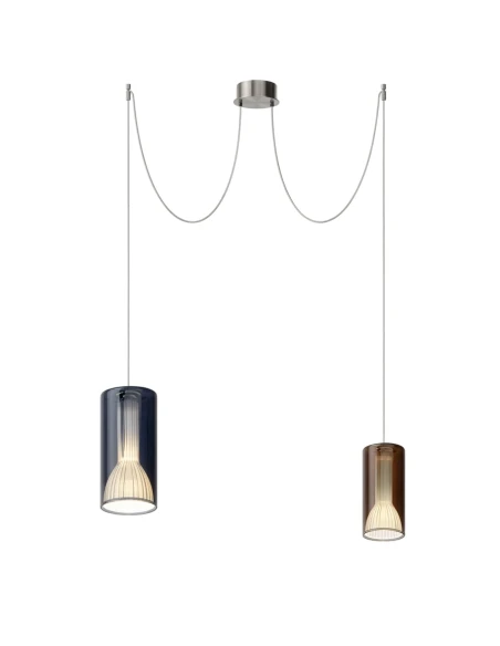 Penta - Lit 2B Decentralized Pendant Lamp - Orange and Mirrored Gold