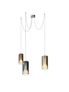 Penta - Lit 2C Decentralized Pendant Lamp - Blue, Gold, and Mirrored Orange