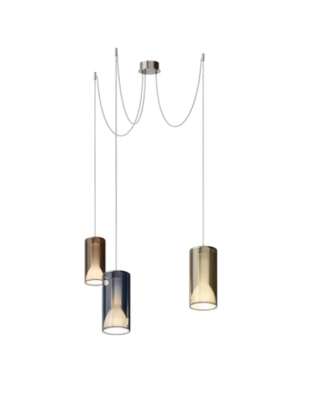 Penta - Lit Lampada a Sospensione Decentrata 2C - Blu, Oro e Arancione Specchiato