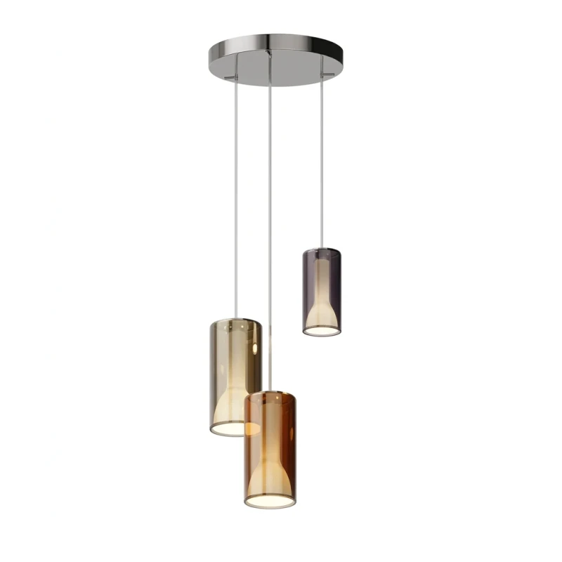 Penta - Lit 2D Pendant Lamp - Orange, Gold, and Mirrored Purple
