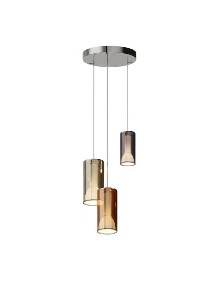 Penta - Lit 2D Pendant Lamp - Orange, Gold, and Mirrored Purple