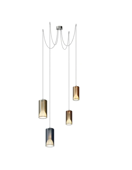 Penta - Lit Decentralized Pendant Lamp 2F - Blue, Gold, Orange, Purple Mirror