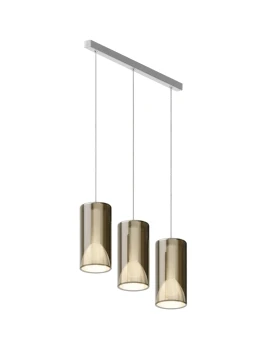 Penta - Lit Pendant Lamp with 2G Bar - Mirrored Gold / White
