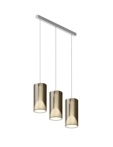 Penta - Lit Lampada a Sospensione con Barra 2G - Oro Specchiato / Bianco