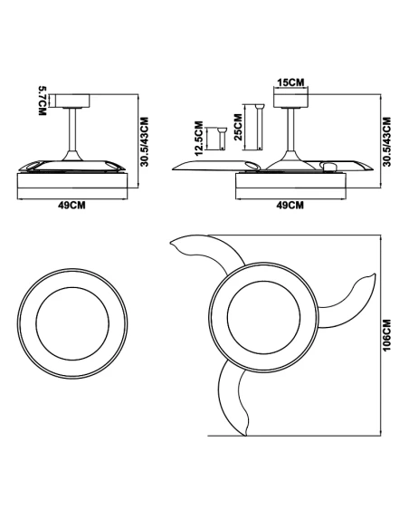 Mantra - Niseko Fan Ventilatore LED - Bianco