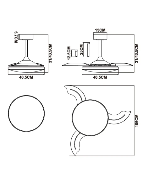 Mantra - Slim Fan Ventilatore LED - Nero
