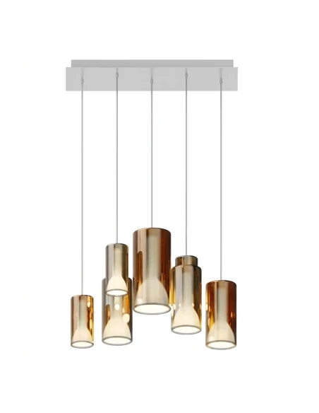 Penta - Lit Lampada a Sospensione 2P - Arancione e Oro Specchiato / Bianco