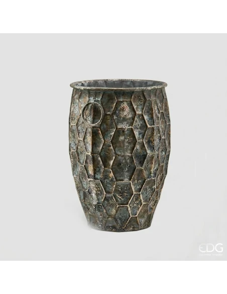 EDG - Vaso Cachepot Metal Bombato - Esagoni
