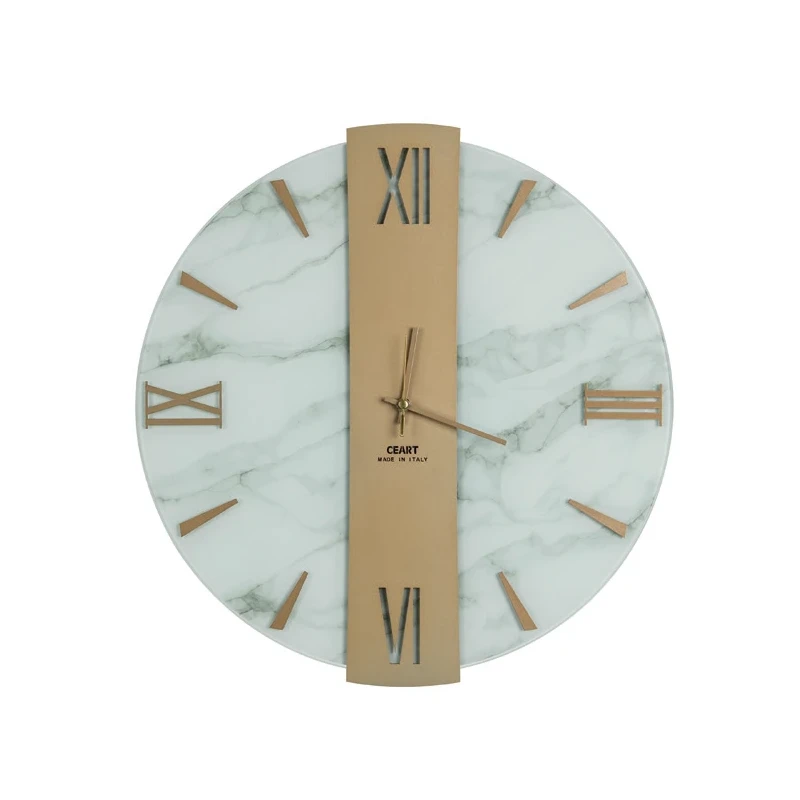 Ceart - Orologio da Parete Vega - Effetto Marmo Bianco / Oro