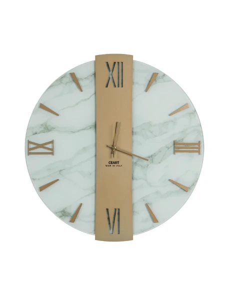 Ceart - Orologio da Parete Vega - Effetto Marmo Bianco / Oro