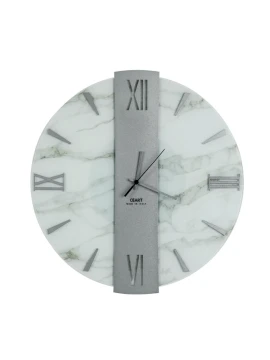 Ceart - Orologio da Parete Vega - Effetto Marmo Bianco / Argento