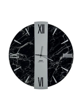 Ceart - Orologio da Parete Vega - Effetto Marmo Nero / Argento